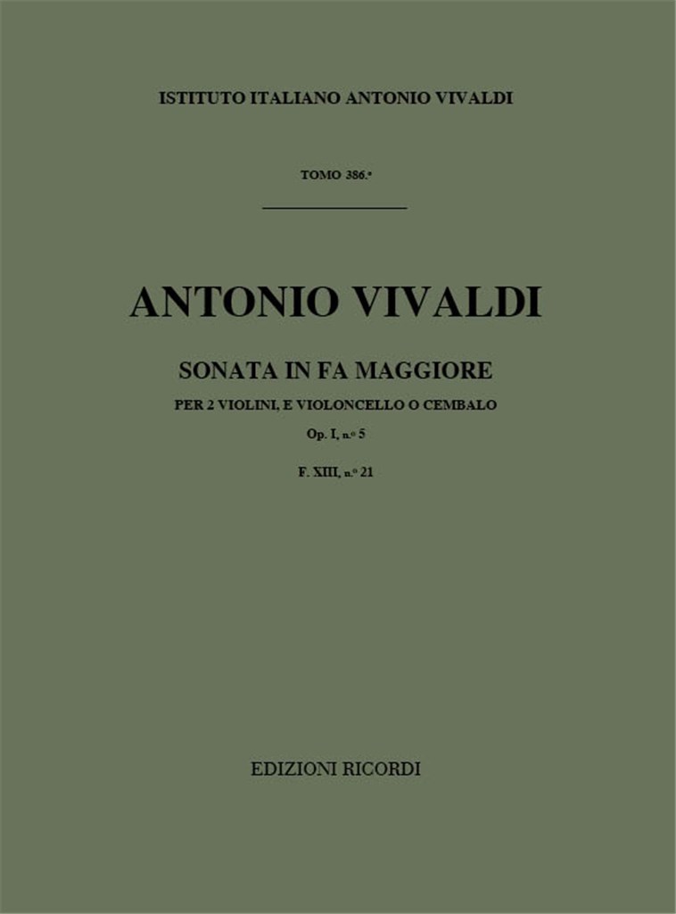 Sonate Per Vl. E B.C.: Per 2 Vl. In Fa Op.I N.5